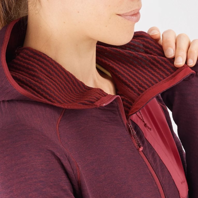 Chaquetas Salomon Essential Lightwarm Encapuchado Mujer Vino | MX CDBW715